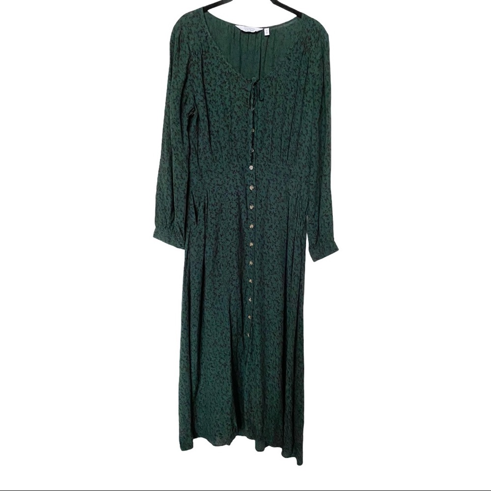 & Other Stories Dark Green Floral Button Dress 8